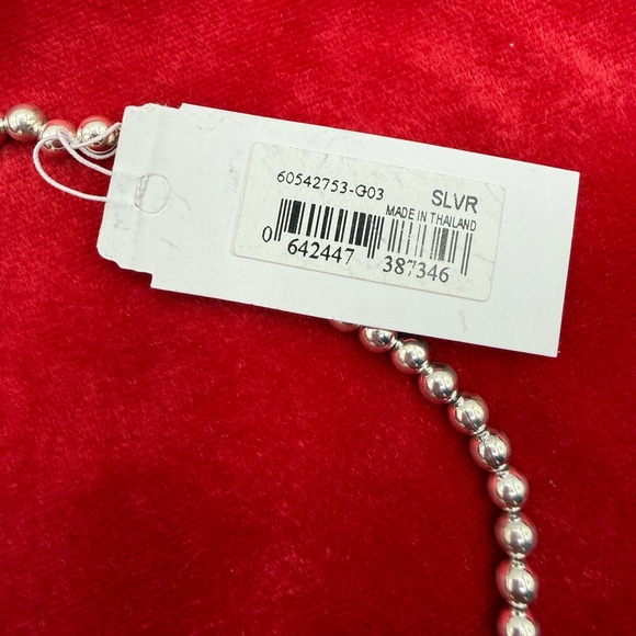 Lauren Ralph Lauren Logo Padlock Charm Beaded Collar Necklace Sterling Silver - Picture 4 of 11